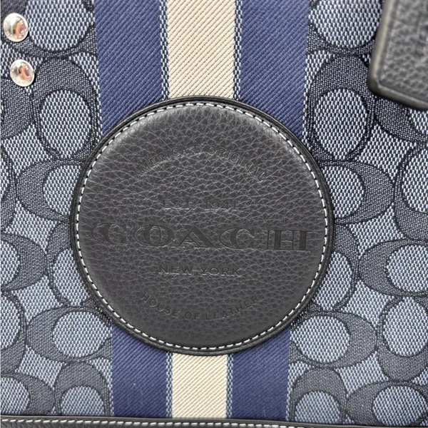 Coach Navy Signature Canvas Mini Satchel with Stripe - Image 2