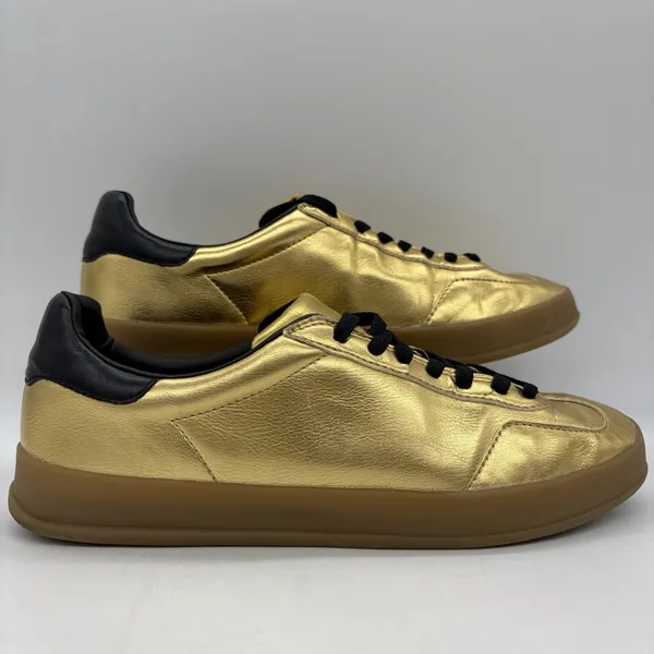Jeffrey Campbell JC Play Womens 8 Shoes Sneakers Gold Metallic Leather - Image 2