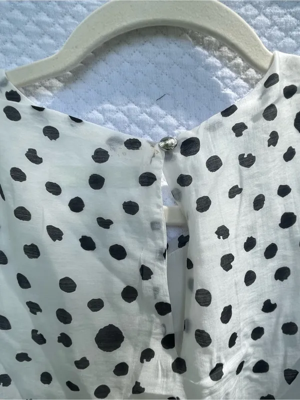 Verte Women’s Size Small White Black Polka Dot Ruffle Wrap Maxi Dress Side Tie - Image 6