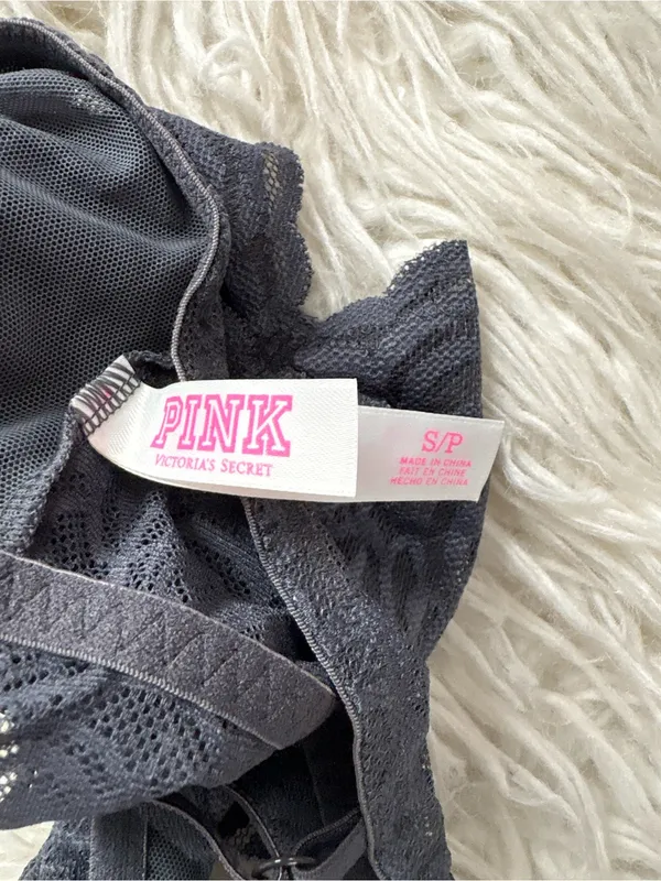 PINK Victoria’s Secret Gray Lace Longline Bralette Small - Image 4