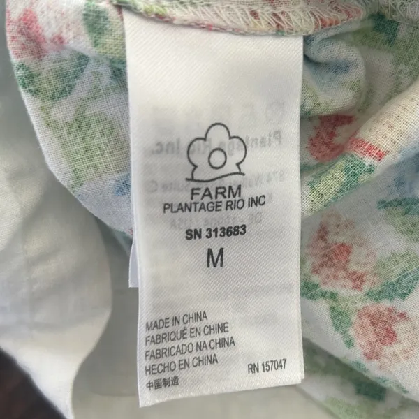 Farm Rio Tropical Romance Romper Medium White Floral Linen Cottagecore Summer - Image 9