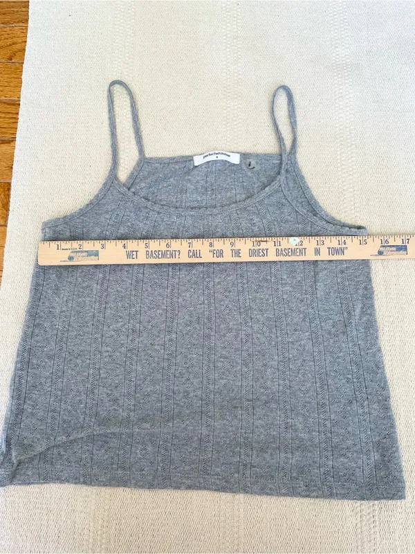 Perfectwhitetee 100% Cotton Pointelle Tank Top Size Small Gray - Image 5