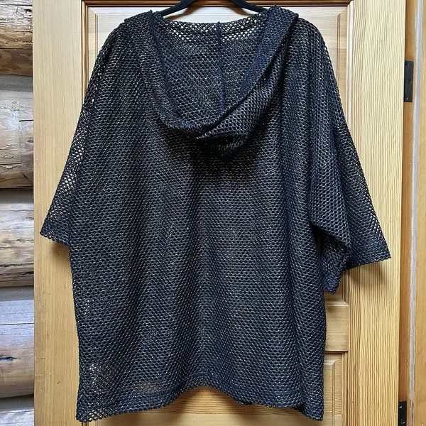 VTG 90s Catalina Black/Gold Mesh Hoodie Top Indie Punk Goth Grungefairy Witchy - Image 2