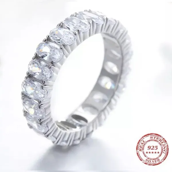 Sterling Silver SIZE 5 925 Oval Cubic Zirconium Eternity Ring - Image 3