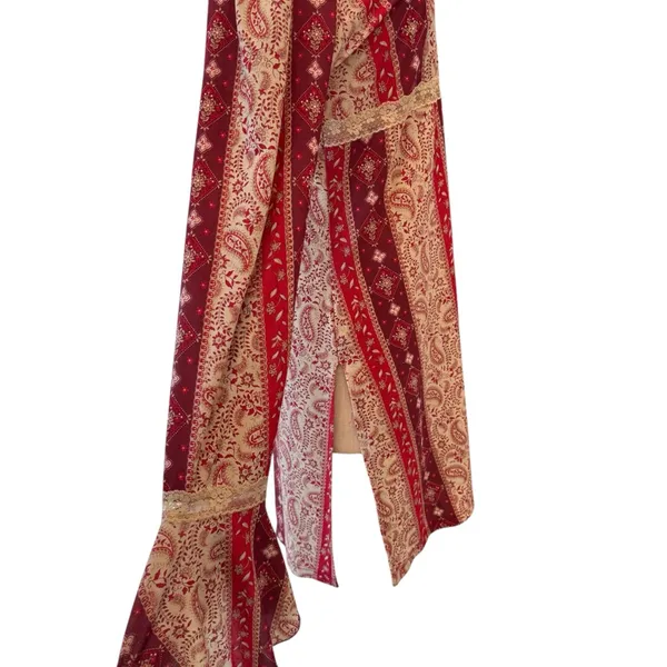 Y2k vintage paisley print lace detail babydoll flare sleeve tunic - Image 9