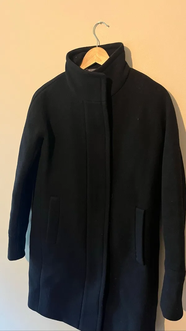 J.Crew Stadium Cloth Black Wool Blend Stand Collar Zip Coat Jacket Size 00 - Image 3