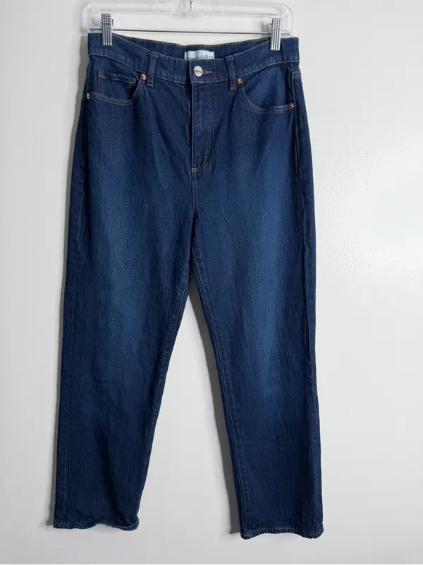 Loft High Rise The Straight Dark Wash Size 4/27 Casual Minimalist Clean Girl - Image 2