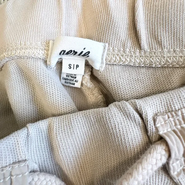 Aerie Sunrise Lightweight Cotton Joggers in Beige Small - Image 8