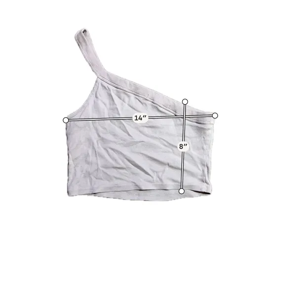 Brandy Melville Womens One Shoulder Crop Top Beige‎ Ribbed Asymmetrical Tank OS - Image 4