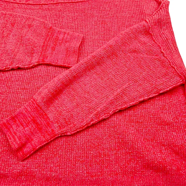 Free People Alana Linen Blend Cable Knit Off Shoulder Sweater Red MEDIUM - Image 5