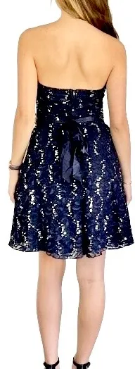 My michelle strapless navy blue rhinestone-embellished cocktail dress size 7 - Image 4