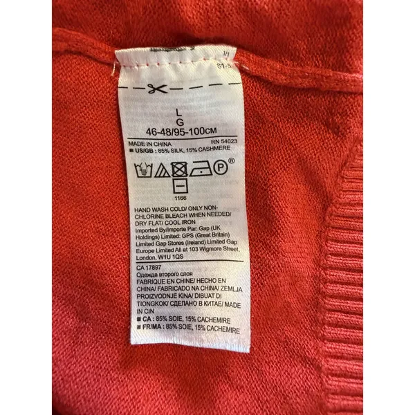 Banana Republic Red Silk‎ Cashmere Crew Neck Long Sleeve Sweater Women's L - Image 6