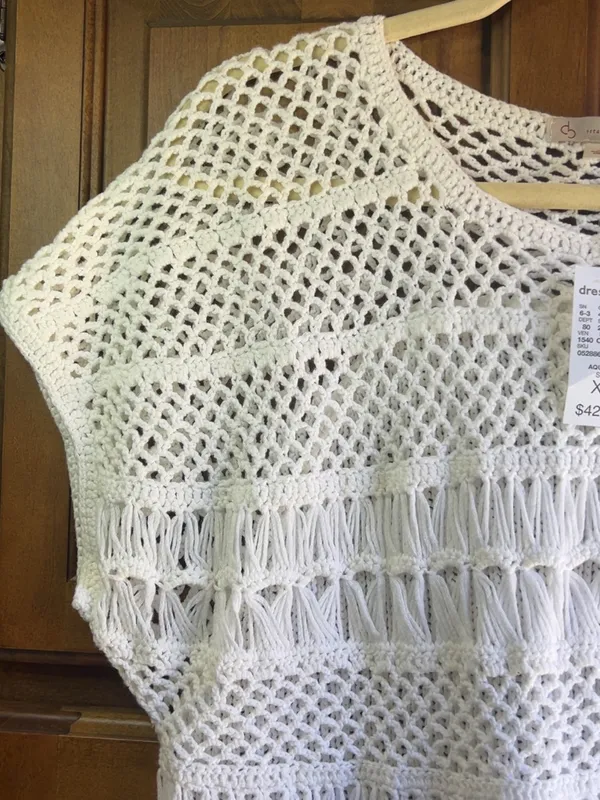 Dressbarn white Crochet Open Weave Short Sleeve Sweater Top XL New - Image 7