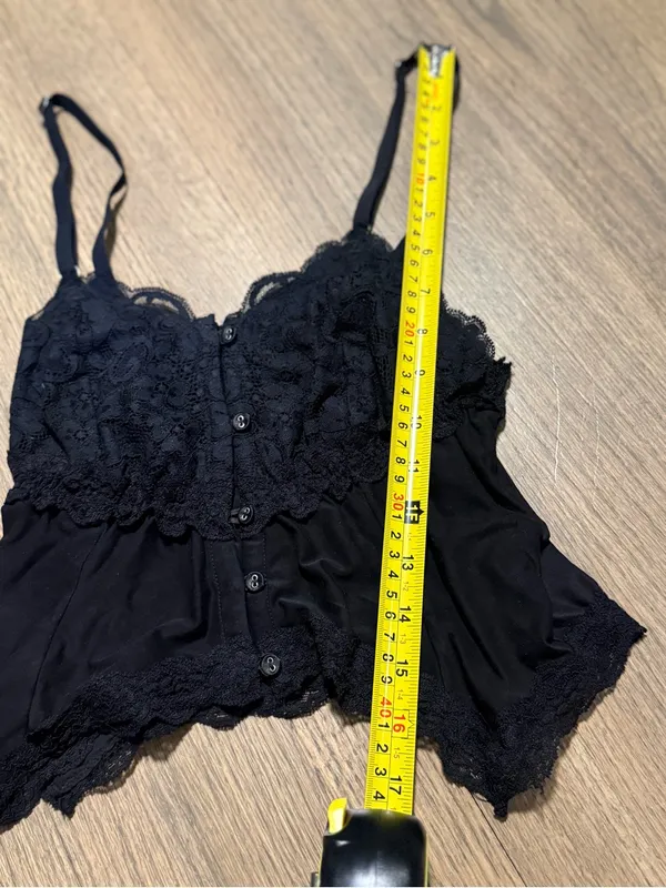 Free People X Hot As Hell Lace Black Button Up Cami: Size Medium - Image 6