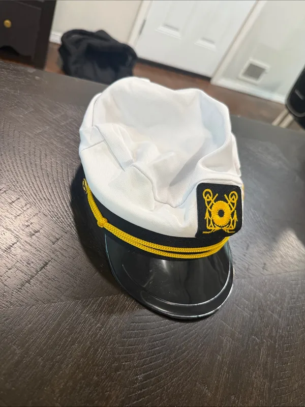 White and Gold Bride Sailor Hat - Women's Bridal Accessory - Image 3
