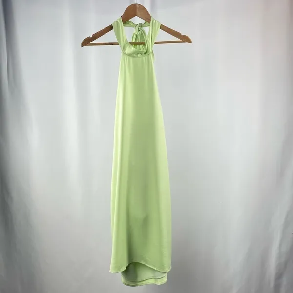 NWT Lulus Soiree Season Satin Halter Mini Dress In Light‎ Green Size Extra Large - Image 5