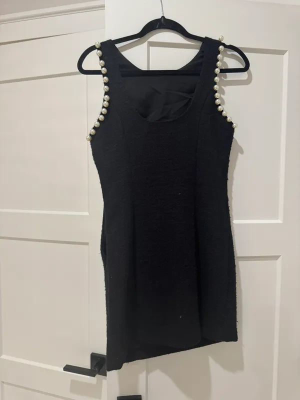 Endless Rose Pearl Accented Mini Dress Black - Image 3