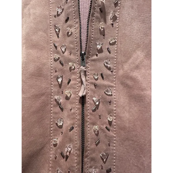 JH Collectibles Petite Suede Studded Vest Taupe Boho Western Y2K‎ Large - Image 5