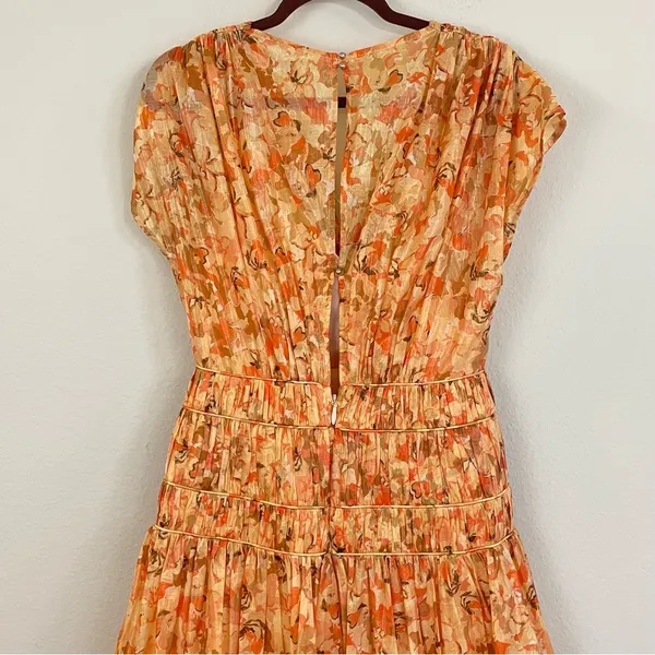 NWT Acler Bicknell Shirred Printed Metallic-Cotton‎ Maxi Dress Size 4 - Image 12