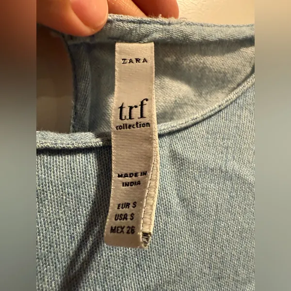 Zara TRF Light Blue Denim Chambray embroidered‎ Size Small - Image 4