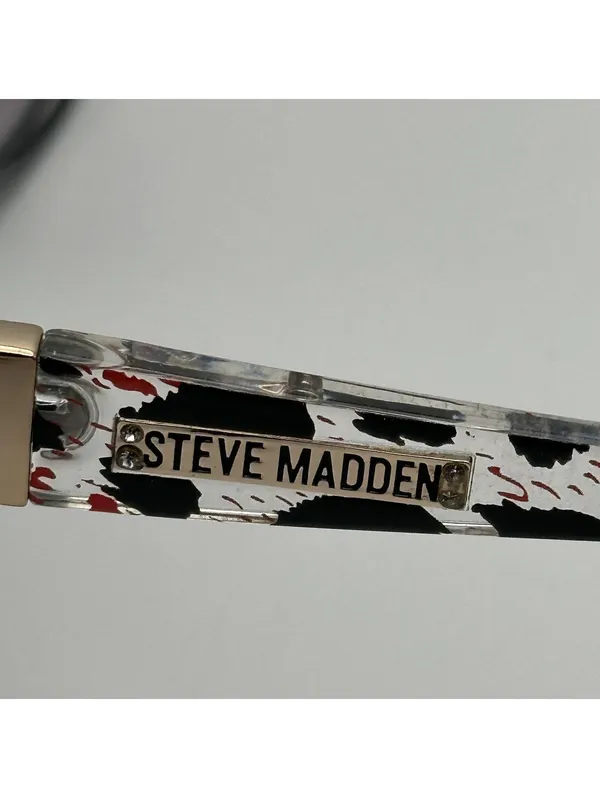Steve Madden Oversized Cat Eye Sunglasses Black Clear Red Patterned Frames - Image 10