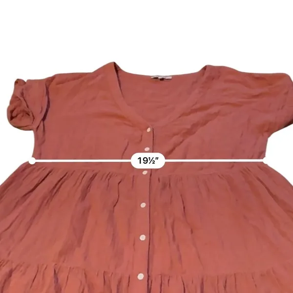 Madewell Lightspun Tiered Mini Dress Womens M Rust Gauze Button Front Cotton - Image 11