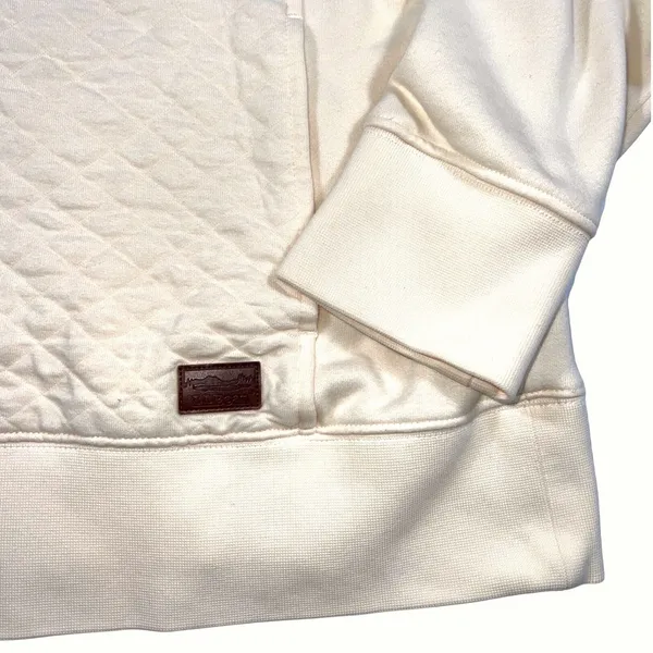 L.L. Bean Small Quilted Quarter Zip Pullover Cream EUC Outdoor Fall Cozy - Image 5