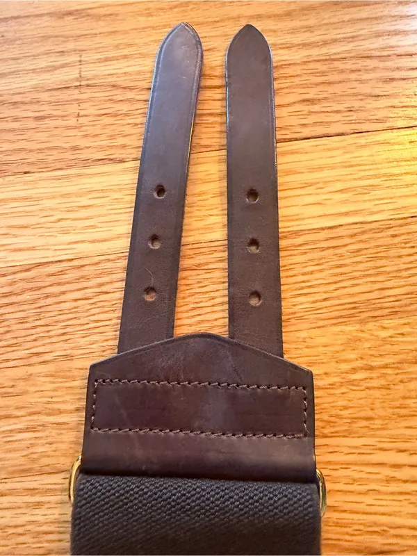 Theory Brown Wide Leather-Trim Belt with Gold Hardware- Small - Image 3
