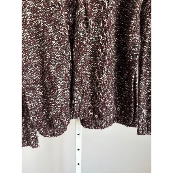 Madewell Cable Knit Sweater Burgundy‎ Gray Ivory Women's Size M Medium - Image 3