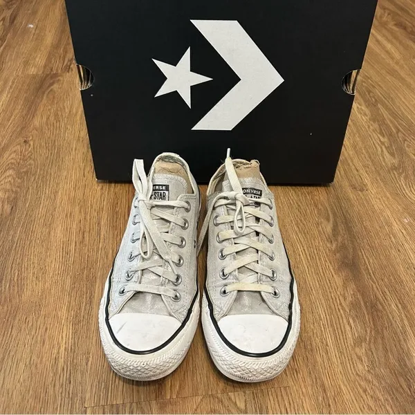 Converse all Star Chuck Taylor low top silver glitter lace up shoes sneakers 7 - Image 7