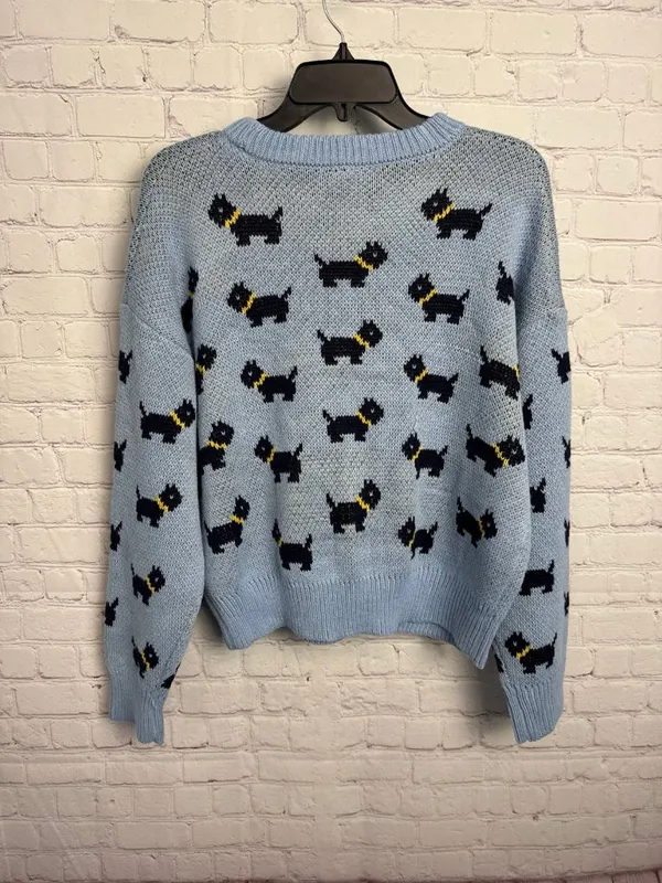 Stranger things no boundaries large light blue sweater new novelty dog print - Image 6