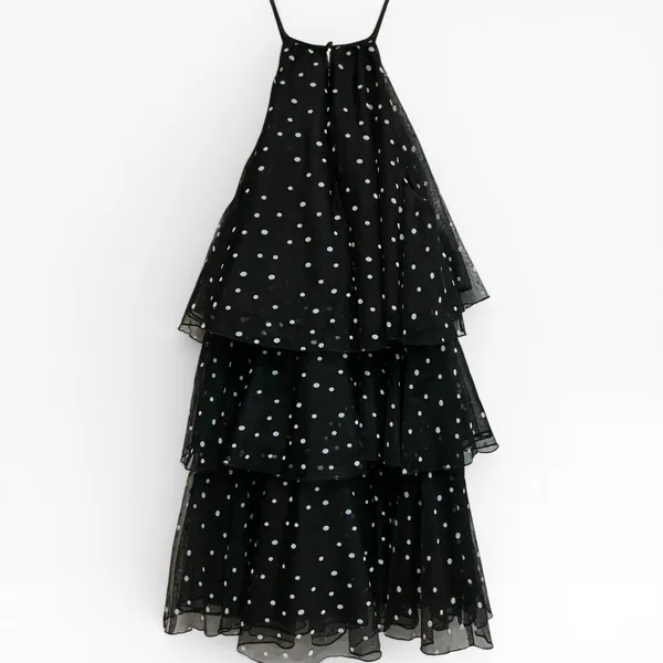 NWT Kate Spade New York Target Black‎ Polka Dot Tiered Tulle Ruffle Mini Dress S - Image 2