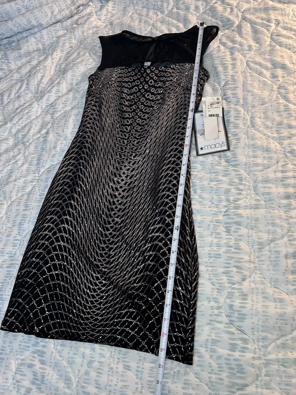 Jump Apparel Black Gold Metallic Art Deco Mesh Dress Juniors 1/2 NWT - Image 7