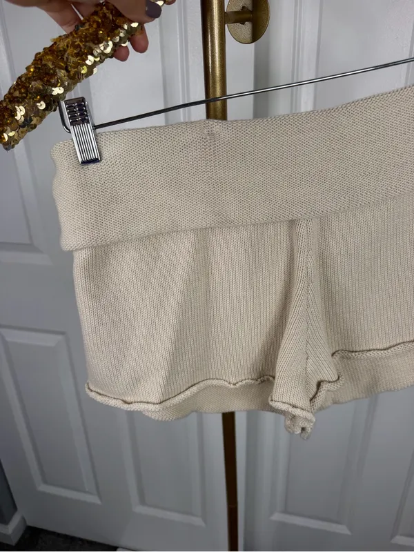 Free People Rita Sweater Knit Cotton Shorts Size L Cream NWOT - Image 9