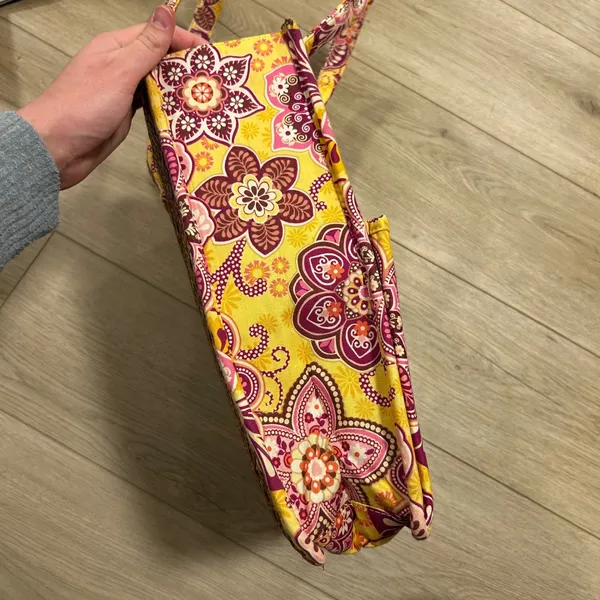 Vera Bradley Paisley Rattan Straw Wicker‎ Weave Tote Bag Floral Yellow Boho - Image 13