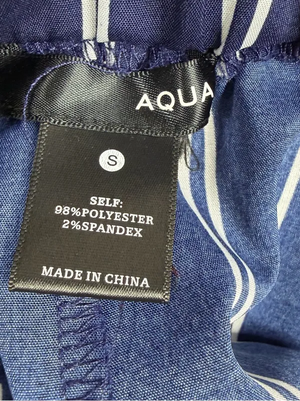 AQUA Paperbag Jogger Pants S Navy White Stripe High Rise Tie Waist - Image 5