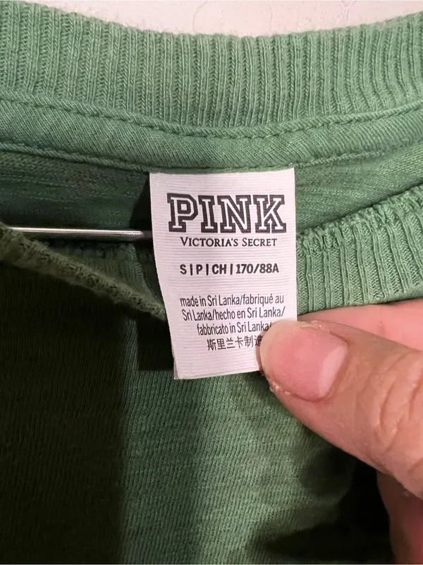 Victoria's Secret PINK Green Raglan Puppy Logo Raw Hem Cropped Tee - Image 6