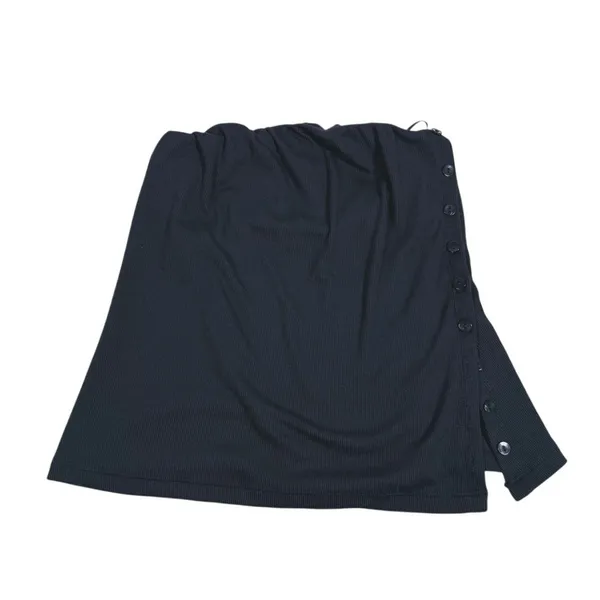 Abercrombie & Fitch Ribbed Strapless Top Slit Size S Black Minimal Y2K Going Out - Image 2