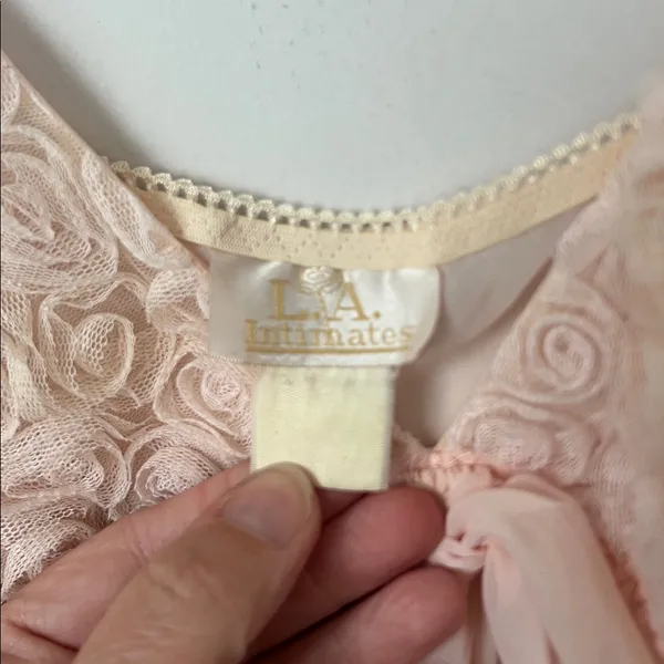 Y2K LA INTIMATES PRETTY IN PINK CHIFFON BABYDOLL NIGHTIE w/ROSEBUDS & BOW - Image 3