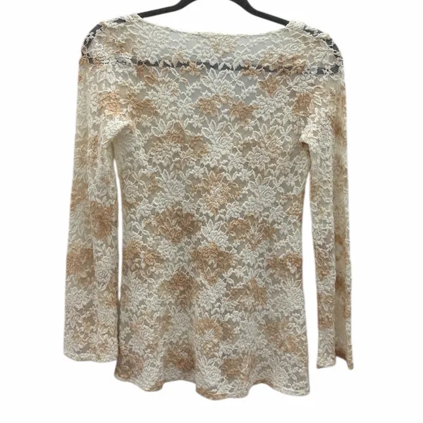 T Party Floral Lace Sheer Long Sleeve Tunic Top Womens Small - Image 9