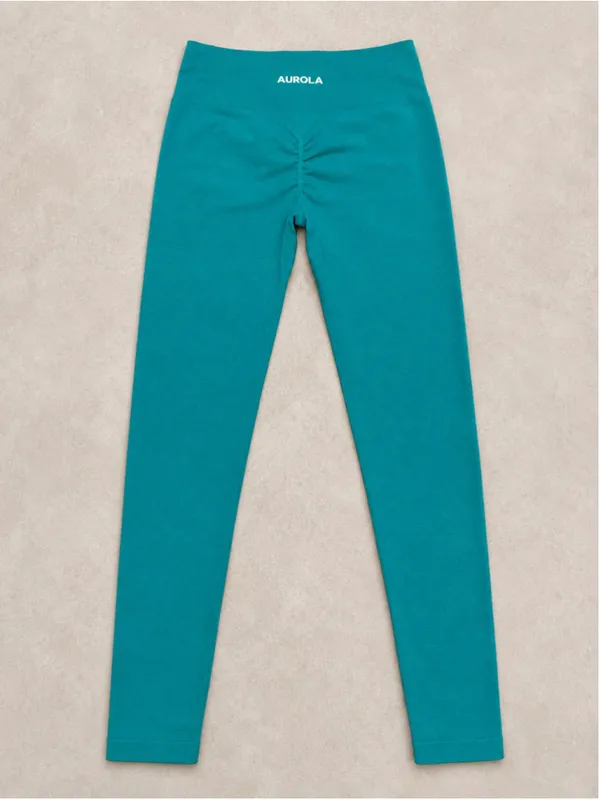 AUROLA Teal Seamless Scrunch‎ Butt High Rise Compression Leggings XS - Image 2