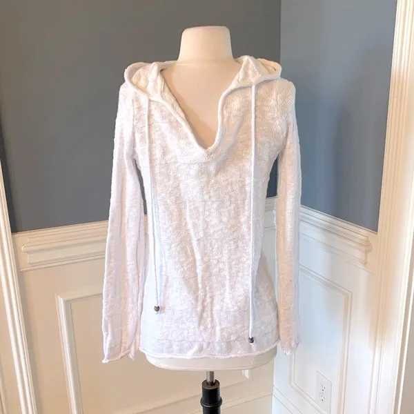White Cotton Sweater Pullover Hooded - Image 5