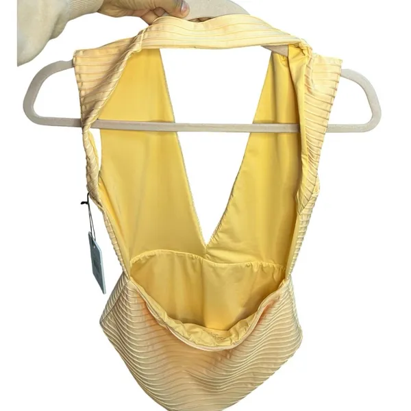 Revel Rey Dean Deep‎ V One Piece Swimsuit Size Medium Peach Swim Resort Vacation - Image 7