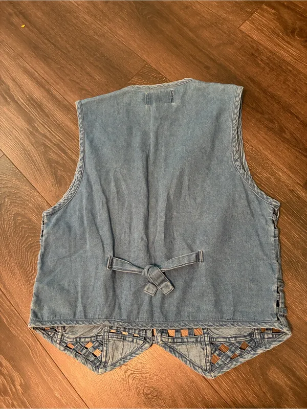 Vtg Y2K New Directions Denim Patchwork Vest M Blue Size M - Image 4