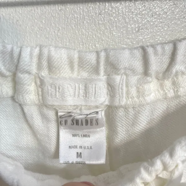 CP Shades Hampton White 100% Linen Drawstring Pull On Pants Size M Coastal Boho - Image 3