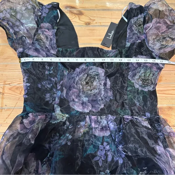 Lulus Exceptional Fate Black Floral Organza Puff Sleeve Mini Dress - Image 6