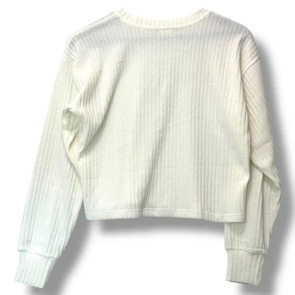 Wilfred Free Aritzia Ivory Ribbed Long Sleeve Sweater Sz S Minimalist Clean Girl - Image 3