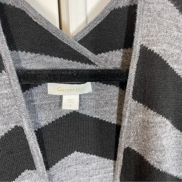 Garnet Hill Wool alpaca‎ Blend Black/Gray Striped Duster Cardigan size small - Image 3