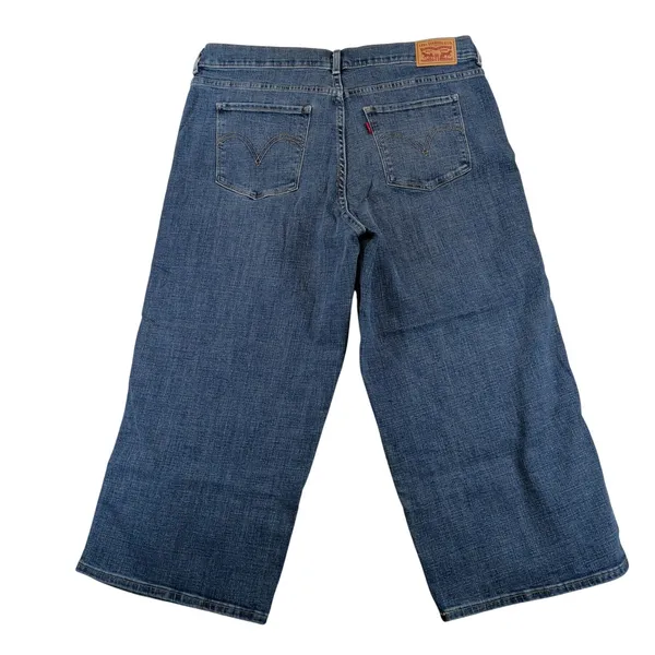 Levis Classic Wide Leg Crop Jeans Womens 16 Medium Wash Blue High Rise - Image 2