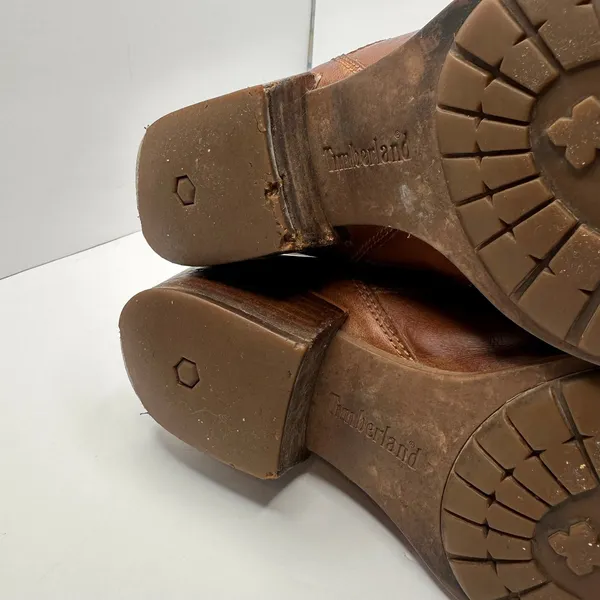 Timberland Sutherlin Bay Brown Leather Slouch Ankle Boots Womens 9 Side Zip - Image 9